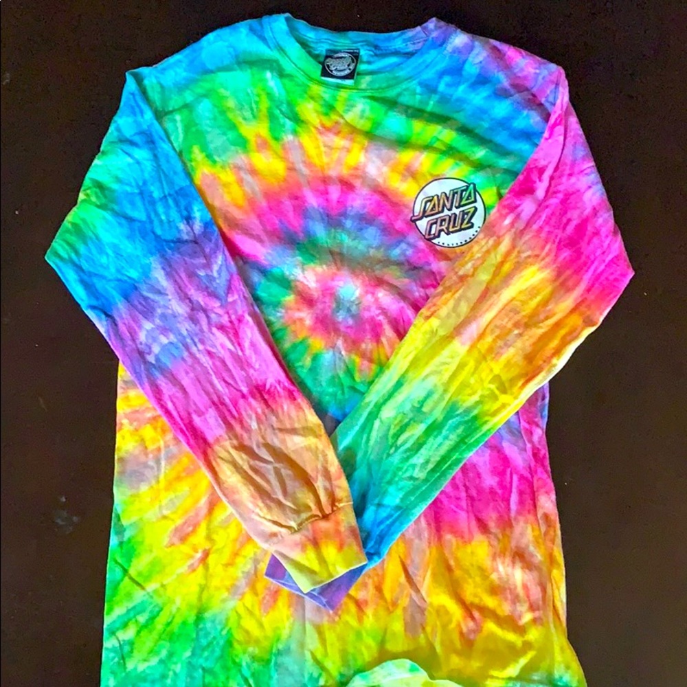 A tie-dye Santa Cruz long sleeve women’s shirt